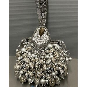 Mary Frances Silver Embellished Clutch